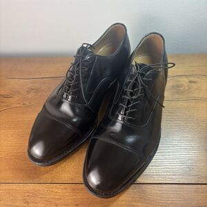 Johnston & Murphy Mens Size 8 3E Leather Melton Cap Toe Dress Shoe Black Optima